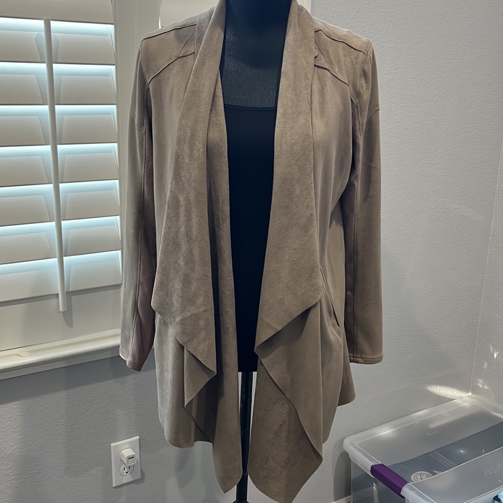 BlankNYC Suede Cardigan Jacket Taupe